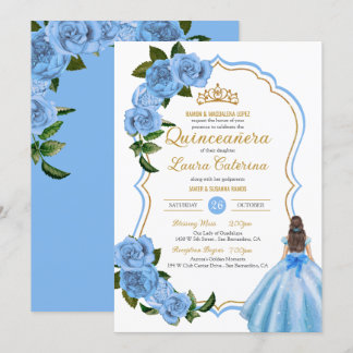Elegantes Kleid Quinceanera Light Blue Rose Einladung