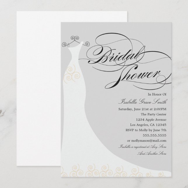 Elegantes Kleid| Wählen Sie Ihre eigene Hintergrun Einladung (Vorne/Hinten)