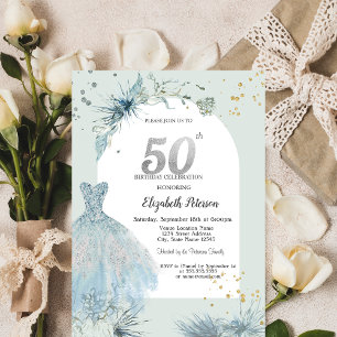 Elegantes Kleid Winter 50. Geburtstag Einladung