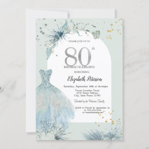 Elegantes Kleid Winter 80. Geburtstag Einladung