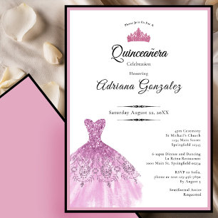 Elegantes Kleid zum 15. Geburtstag rosa Quinceaner Einladung