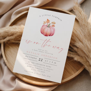 Elegantes kleines Kürbismädchen Herbst-Baby-Party Einladung