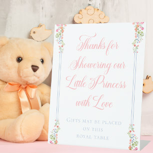 Elegantes kleines Princess Bear Baby Duschgeschenk Sockelschild
