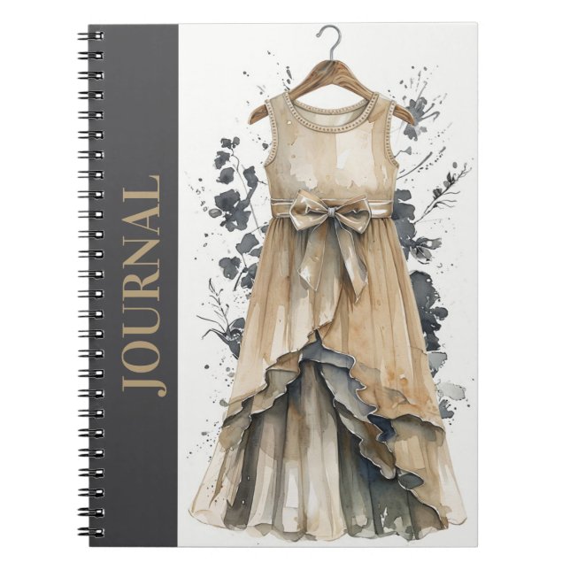 Elegantes kleines schwarzes Kleid (LBD) Beige Reze Notizblock (Vorderseite)