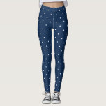 elegantes kleines weißes Tupfenmuster des Leggings<br><div class="desc">Elegantes weißes Tupfenmuster auf einem Marineblauhintergrund.</div>