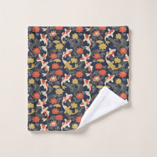 Elegantes Koi-Fisch- und Lotus-Muster Badhandtuch Set