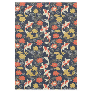 Elegantes Koi-Fisch- und Lotus-Muster Tischdecke