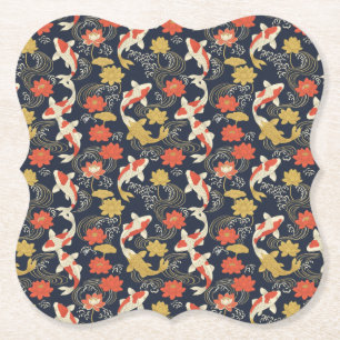 Elegantes Koi-Fisch- und Lotus-Muster Untersetzer