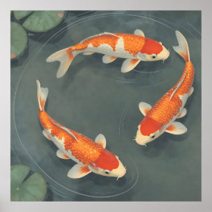 Elegantes Koi-Fischteich-Serenitätsdesign Poster
