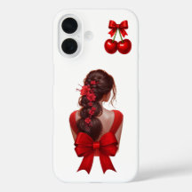 Elegantes Koketten-Mädchen-Rot-Schleife-iPhone-Cas
