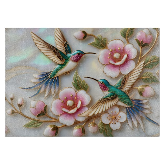 Elegantes Kolibri-Schneidbrett Schneidebrett (Vorderseite)