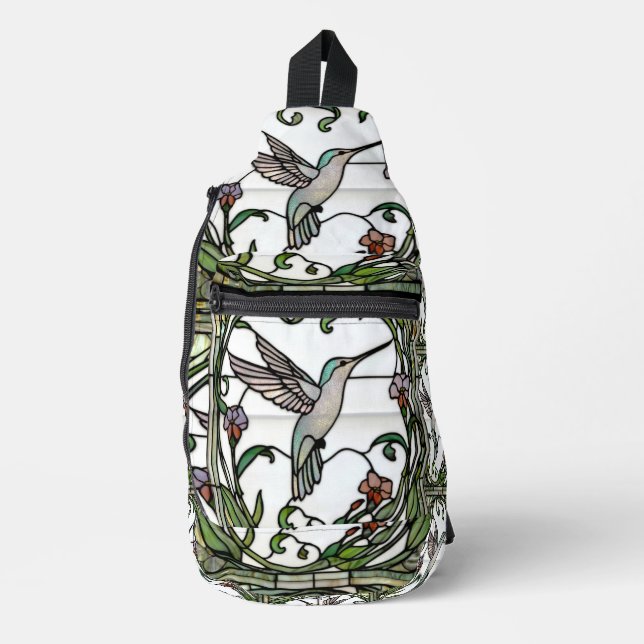 Elegantes Kolibrifensterglas-Kunstdesign Crossbody Bag (Vorderseite)
