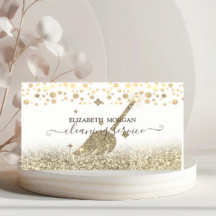 Elegantes Konfetti-Hausmädchen-Reinigung Gold Glit Visitenkarte