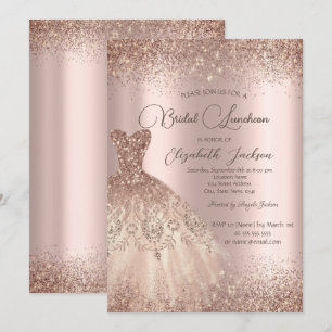 Elegantes Konfetti-Kleid Roségold-Bridal-Luncheon  Einladung