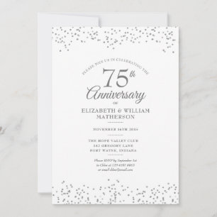 Elegantes Konfetti zum 75. Hochzeitstag Einladung