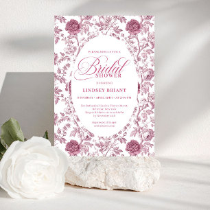 Elegantes königliches Blush-Rosen-Muster-Brautabsc Einladung