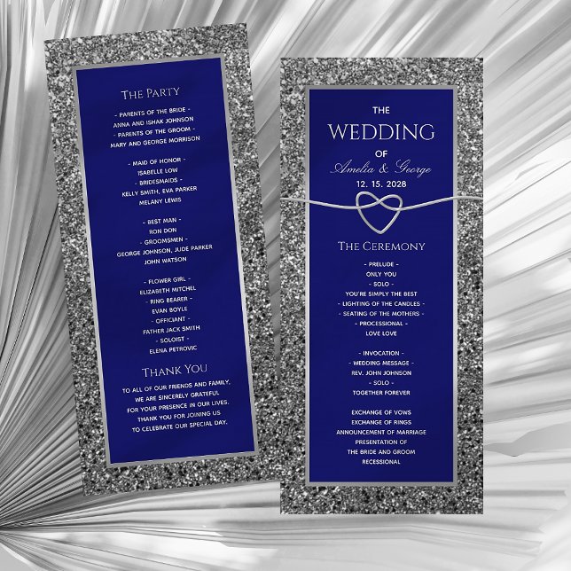 Elegantes königsblaues Hochzeitsprogramm Programm (Von Creator hochgeladen)