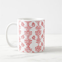 Elegantes Korallen-Damaskusmuster – Vintage-Blumen