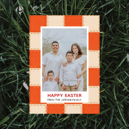 Elegantes Korallen- und Creme-Muster Frohe Ostern Feiertagskarte