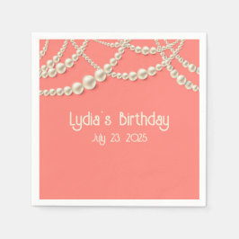 Elegantes Korallenpapier Napkins mit Perlakzenten Serviette