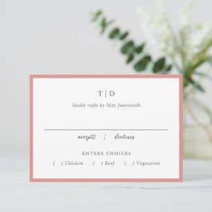 Elegantes Korallenrosa Monogramm Moderne Hochzeit RSVP Karte