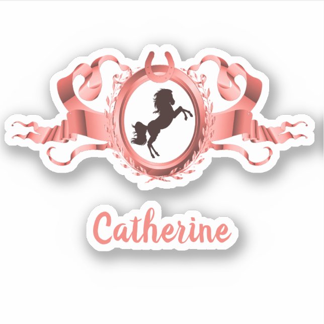 Elegantes Korallenrosa Wappen Aufkleber (Vorderseite)