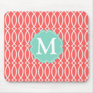 Elegantes korallenrotes modernes Gitter Mousepad