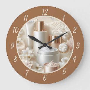 Elegantes Kosmetikstudio für Blumen-Schönheit Große Wanduhr