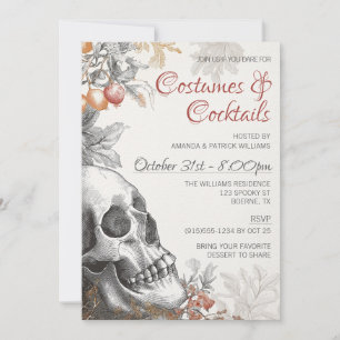 Elegantes Kostüm und Cocktails Adult Halloween Einladung