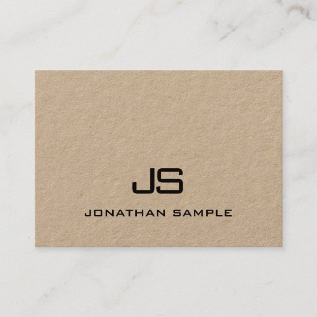 Elegantes Kraftpapier Modernes Mit Monogramm Templ Visitenkarte (Vorderseite)