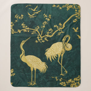 Elegantes Kranich-Kunstmuster Farbige Kranichvög Sherpadecke