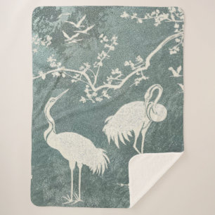 Elegantes Kranich-Kunstmuster Farbige Kranichvög Sherpadecke
