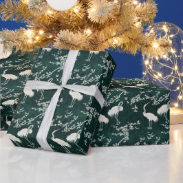 Elegantes Kranichkunstmuster | Farbige Kranichvöge Geschenkpapier