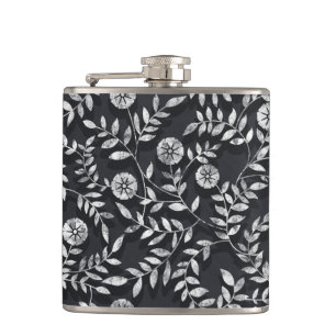 Elegantes Kreidetafel-Blumenmuster Flachmann