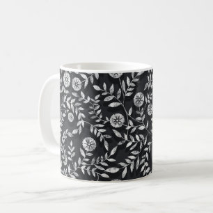 Elegantes Kreidetafel-Blumenmuster Kaffeetasse