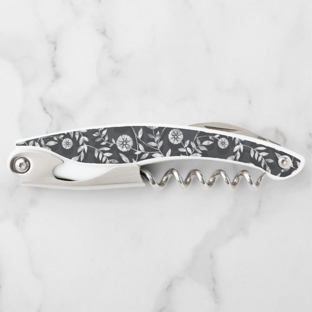 Elegantes Kreidetafel-Blumenmuster Kellnermesser (Vorderseite)