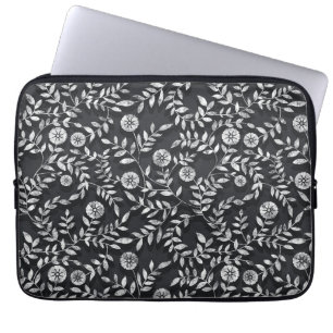Elegantes Kreidetafel-Blumenmuster Laptopschutzhülle