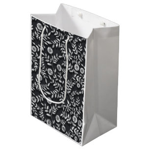 Elegantes Kreidetafel-Blumenmuster Mittlere Geschenktüte