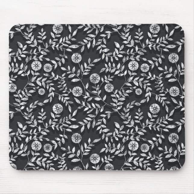 Elegantes Kreidetafel-Blumenmuster Mousepad (Vorne)