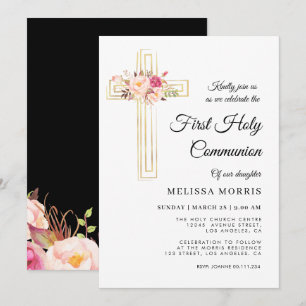 Elegantes Kreuz erste heilige Einladung