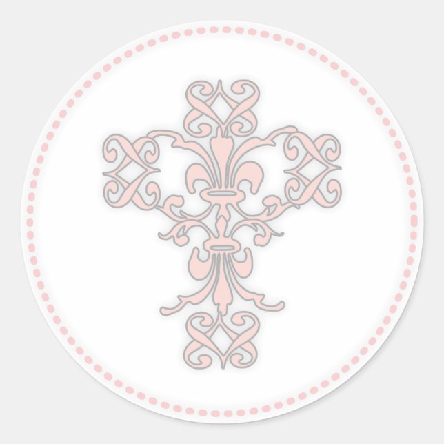 Elegantes Kreuz in Rosa Runder Aufkleber (Vorderseite)