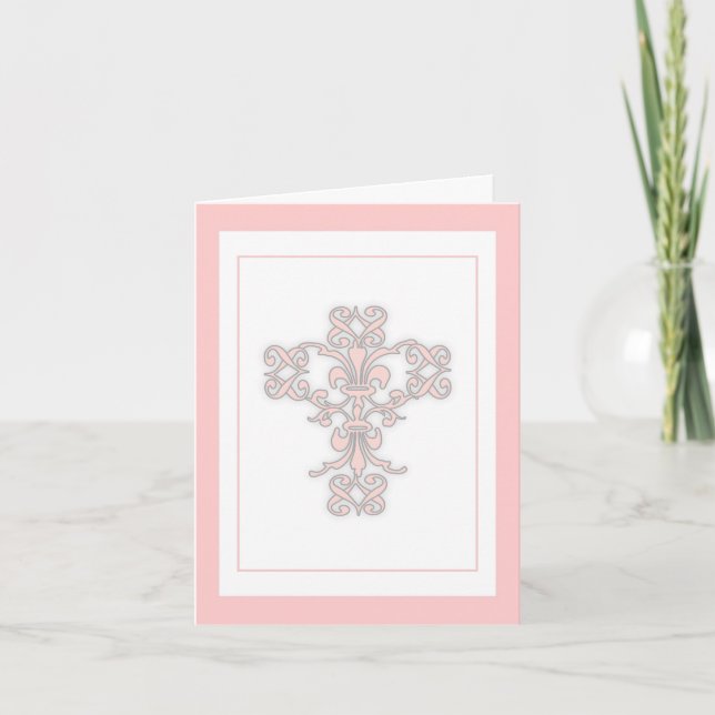 Elegantes Kreuz in Rosa und Weiß Dankeschön Karte (Vorderseite)