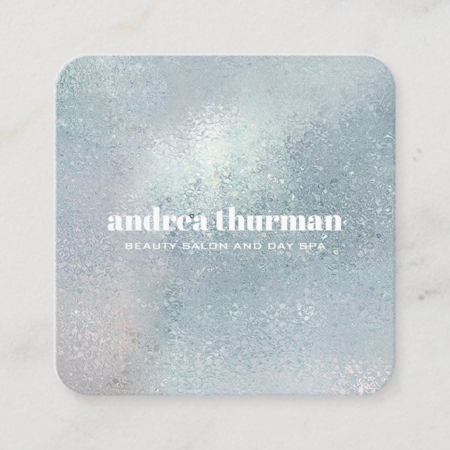 Elegantes Kristallglas Perlmutt Quadratische Visitenkarte (Vorderseite)