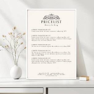 Elegantes Kronen-Logo Beige  Salon-Preisliste Poster