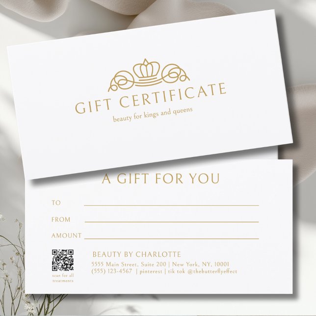 Elegantes Kronensalon Weißes Geschenkgutschein (Elegant Crown Salon White Gift Certificate)