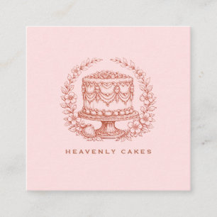 Elegantes Kuchenbäckerei-Logo Rosa Pink Quadratische Visitenkarte