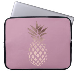 elegantes Kükenraum-Rosen-Goldtropische Ananas Laptopschutzhülle