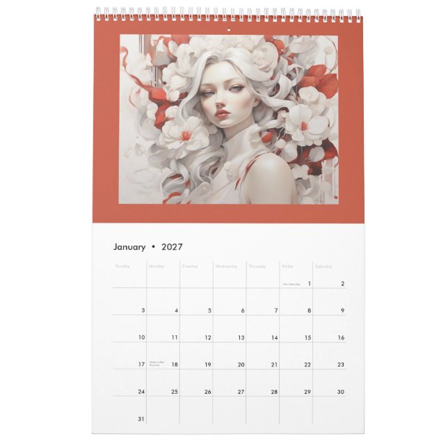 Elegantes Kunstdesign Kalender (Jan 2027)