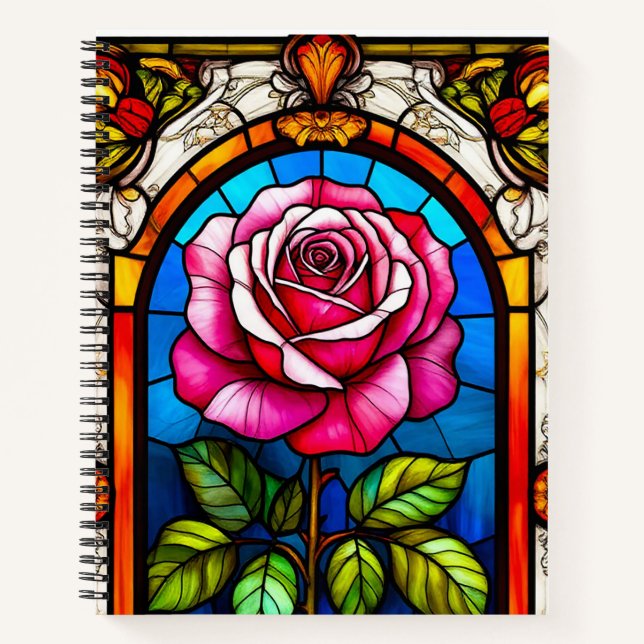 Elegantes Kunstgewerbe einer dynamischen Rose Notizbuch (Vorderseite)