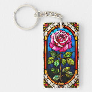 Elegantes Kunstgewerbe einer dynamischen Rose Schlüsselanhänger